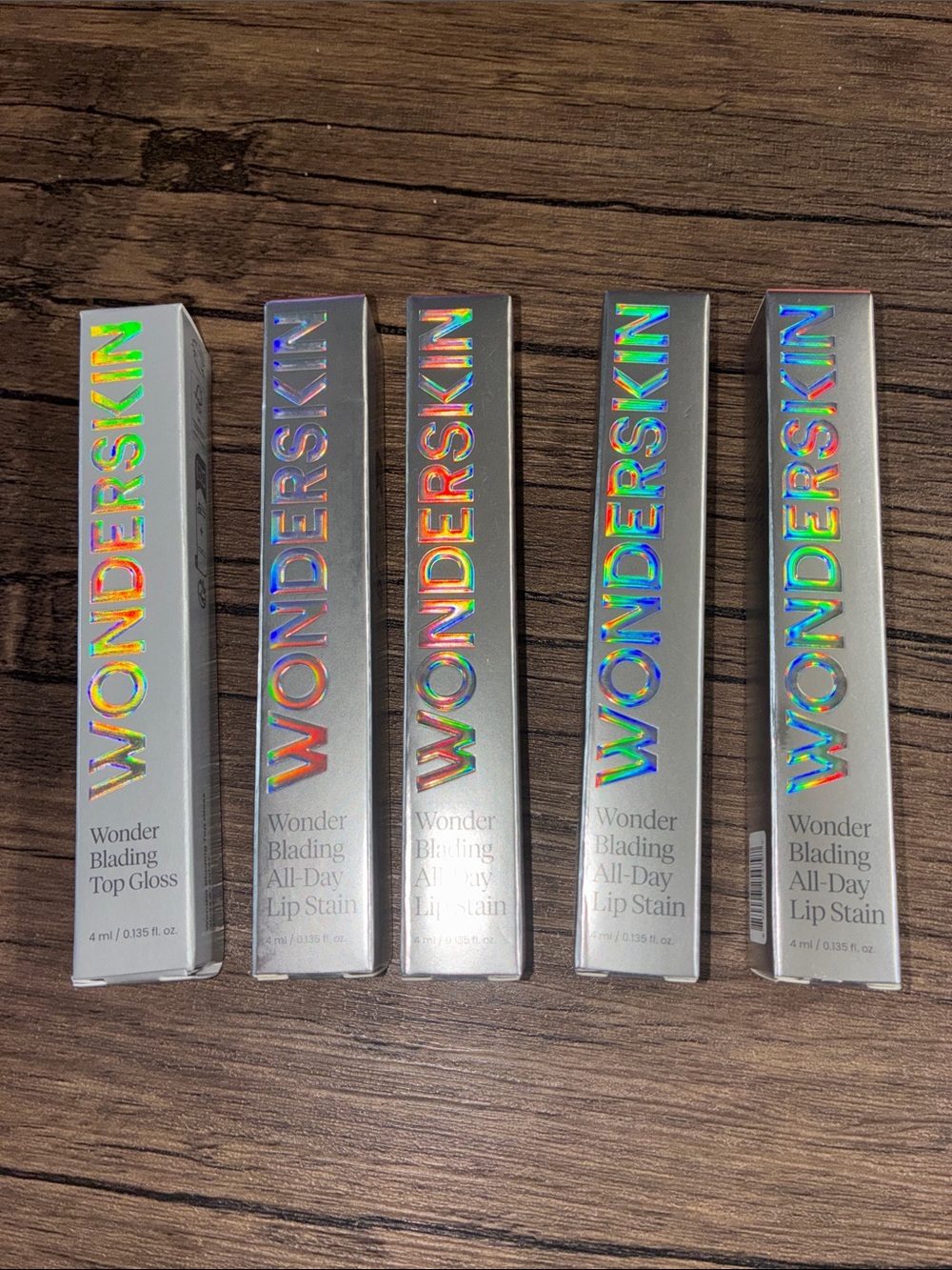 Wonderskin Wonder Blading Lip Stain & Top Gloss Set - Holographic Silver Boxes